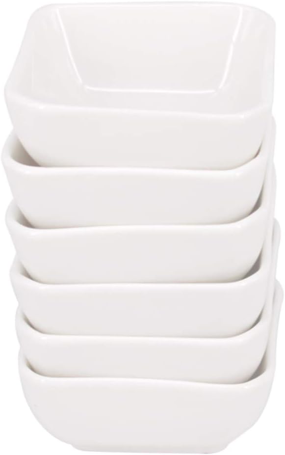 YBCPACK Square Ceramic Dipping Bowls, 3oz, Set of 6, Durable and Long-Lasting, Small Soy Sauce Dish Perfect for Dips Snacks - Image 4