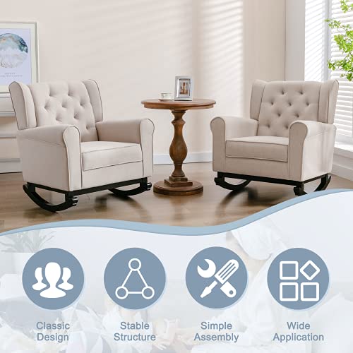 Mid Century Modern Rocking Chair, Tufted Upholstered Glider