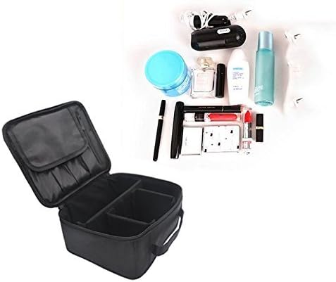 Lyonld Portable Velcro Travel makeup bag / Makeup Brush Sets / Cosmetic Artist Organizer Kit for Women Makeup or Men Shaving Kit for vacation-Compact Professional Waterproof Travel Accessories -Black