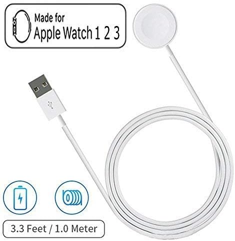 USB Wireless Charger Cable for iWatch Series 1 2 3 4 Magnetic Charging Cable Cord 3.3 feet/1meter for Apple Watch Series 1 2 3 4 Charger