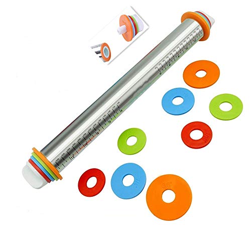 image for DAMUZHI Rolling Pin nonstick and Silicone Baking Pastry Mat combo kit,