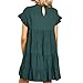 Joteisy Women's O Neck Ruffle Sleeve Tiered Casual Mini Dress (S, Green)