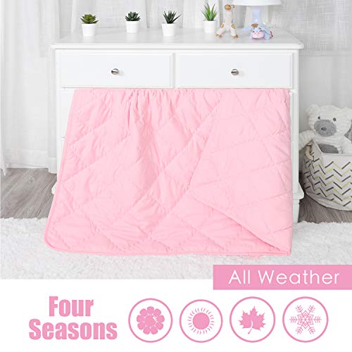 TILLYOU Ultra Soft Microfiber Toddler Quilt- Comfy Lightweight Baby Quilted Blanket for Girls - 39" x 47" Multi-Use Kids Comforter-Pink - Thumbnail 5