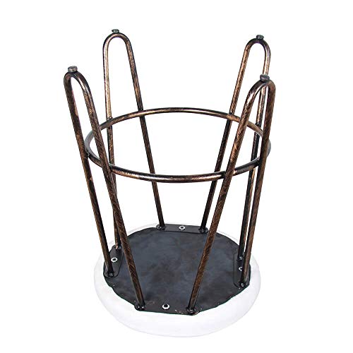CANDIKO White & Bronze Round Makeup Vanity Chair Velvet Upholstered Metal Stool Bedroom Iron Room Bench Bathroom Ottoman with Footrest Ring - Small