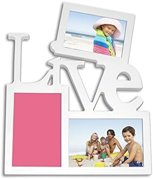 NovoGifts White Wall Hanging Plastic Picture Photo Frame 3 Openings with 3D Live Patterns