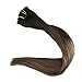 Full Shine Black Clip in Hair Extensions Real Human Hair, Higlighjt Black to Light Brown Mix Honey Blonde Hair Extensions Real Human Hair Clip ins for Women 14 inch 7pcs 120g