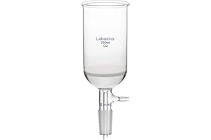 Labasics Borosilicate Glass Buchner Filtering Funnel 250ml with Medium Frit (G2), 65mm Inner Diameter, 100mm Depth, with 24/40 Standard Taper Inner Joint and Vacuum Serrated Tubulation (250ml)