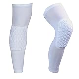 AceList 2 Packs (1 Pair) Protective Compression Wear - Men & Women Basketball Brace Support Wrap Knee for Volleyball, Football, Contact Sports - Snug & No Chafing Padded Knee Sleeves White