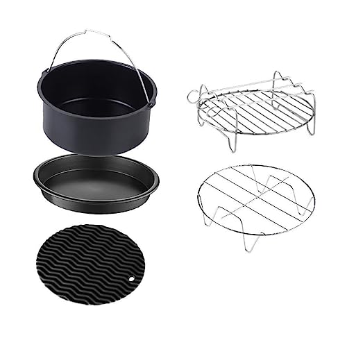 OFFSCH 5Pcs Air Fryer Accessories Cake Basket and Pizza Pan for Home Cooking Kitchen Gadget for Hassle Baking and Easy Clean Up