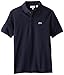 Lacoste Big Boys'  Short Sleeve Classic Cotton Pique Polo Shirt, Navy Blue, 16