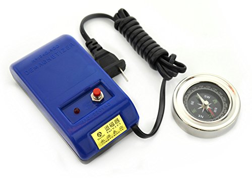 Neon Blue Watch Screwdriver Tweezers Demagnetizer Degausser Watch Repair Tool Kit for Watchmaker (Demagnetizer + Compass)