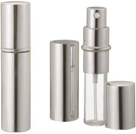 Shiny Metallic Sleek Spray Atomizer for Essential Oil Aromatherapy Perfume Cologne Wholesale Quantities Available (12 ml. Pack of 50, Silver)
