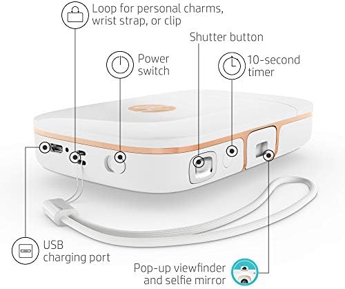 HP Sprocket 2-in-1 Portable Photo Printer & Instant Camera Bundle with 8GB MicroSD Card and ZINK Photo Paper – White (5MS95A) 3 41Mo 6OapfL. AC