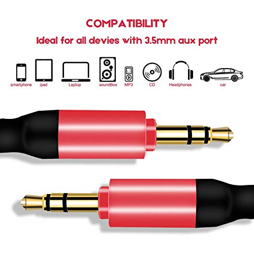 EVISTR Audio AUX Cable - 4FT 2Pack 3.5mm Male to Male Stereo Auxiliary Cord Lossless Gold Plated Jack for Headphones, MP3 Player, Speaker, Cell Phones, Home Car Sound System, Any 3.5mm Aux Port