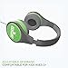 KidRox RS4 Kids Headphones 85dB Volume Limited Adjustable and Safe Hearing Protection Tangle Free Wired On-Ear Earphones for Children Toddler Boys Girls (Green/Gray)