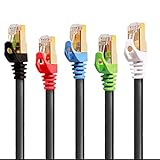 Cat7 Ethernet Cable 3FT 5 Pack Multi Color, BUSOHE Cat-7 Flat RJ45 Computer Internet LAN Network Ethernet Patch Cable Cord - 3-Feet 