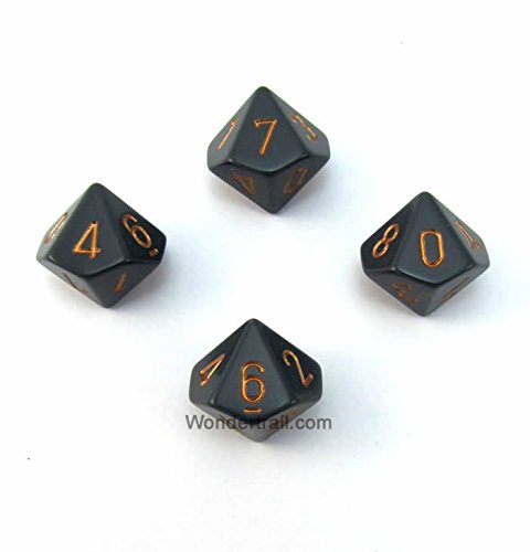 WCXPQ1020E4 Dark Grey Opaque Dice with Gold Numbers D10 Aprox 16mm (5/8in) Pack of 4 Dice Chessex