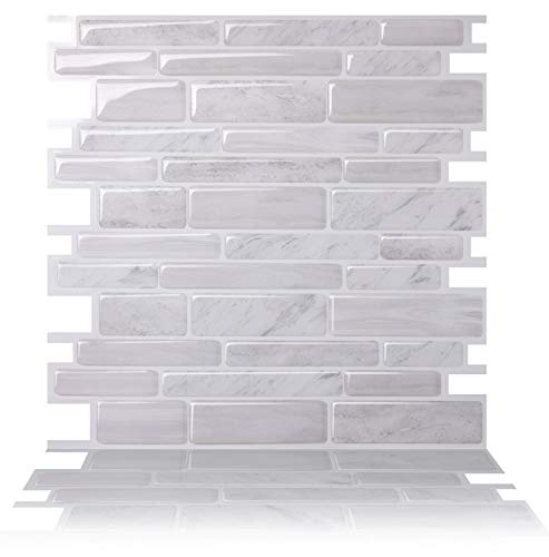 Tic Tac Tiles Anti-Mold Peel and Stick Wall Tile in Polito White (10 Tiles)