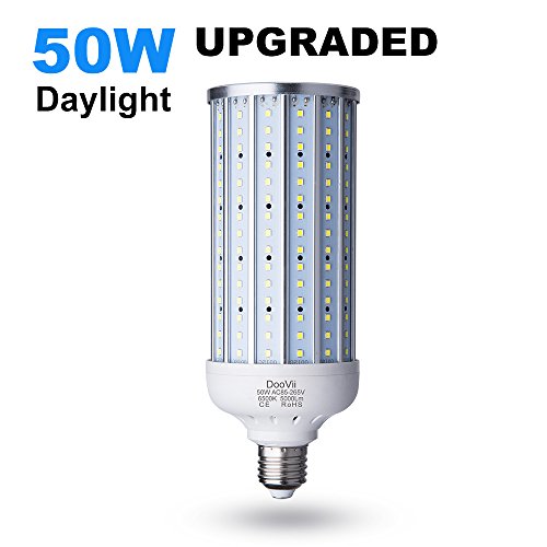50 Watt LED Corn Bulb,5000 Lumen 330 Watt Equivalent 6500K,Cool Daylight White LED Street & Area Light,E26/E27 Medium Base,for Outdoor Garage Factory Warehouse High Bay Barn Backyard,Super Bright