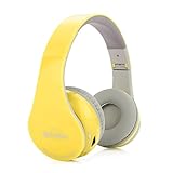 New Black/Red/White/Blue/Yellow/Pink More Color Bluetooth Headphones -Wireless-Over-Ear- HiFi Stereo- Built in Mic-Phone with Retail Package (Yellow)