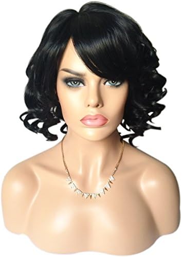 Natural Short Black Wavy Curly Wig Women Wig Fashion Synthetic Hair Wigs