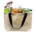 Earthwise Reusable Grocery Bag Beach Shopping Tote Extra Large Heavy Duty 12 oz Cotton Canvas Multi Purpose 20 inches x 14 inches Proudly Made in the USA (Natural)