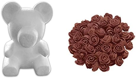 Shineweb 23/35cm Foam Bear Fake Rose Modeling DIY Craft Holiday Party Decor Supplies Gift 23CM Brown