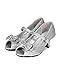 Little Angel BI28 Glitter Leatherette Bow Jewel Mary Jane Kitten Heel Pump (Toddler/ Little Girl/ Big Girl) - Silver