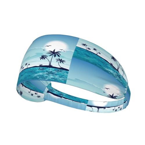 Sea Beach Pattern Sweat Bands Headbands Non Slip Head Band Outdoor Sports Workout Running For Men Women