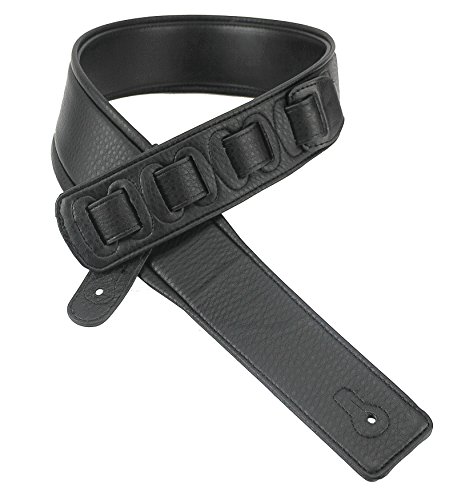 Walker & Williams G-918 Natural Finish Black Leather Padded Guitar Strap