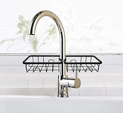 PARAMHANS Faucet Storage Soap Sponge Dish Hanging Holder Metal Sink Caddy Organizer Drainer Clamp Rack for Kitchen Bathroom Tap Rack - Standard