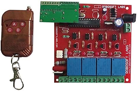 Robosoft Labs RF Radio Frequency 5 Ch Remote Control Wireless Home Automation i.e. Lights/Fans On/Off Module (Red)