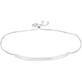 Vanbelle Sterling Silver Jewelry - Rhodium Plated with 925 Stamp - Bar Adjustable Bracelet - Elegant Handcrafted for Women - Adjustable Bolo Bracelet