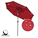 COBANA 9’ Solar Patio Umbrella with 32 LED Lights, Outdoor Table Market Umbrella with Tilt and Crank for Garden, Lawn, Deck, Backyard and Pool, Dark Red