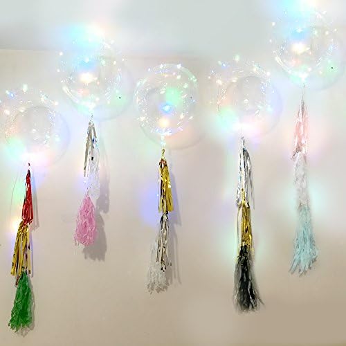 18 inch 5 PCS Led BoBo Balloon Paper Tassel String Lights For Birthday Wedding Christmas Party Decorative, Fillable with Helium - Lasts 72 hours 