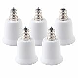 5 Pack E12 to E26 E27 Adapter KINGSO Light Socket Converter E12 Candelabra Socket to E26 E27 Medium Socket 200℃ Heat Resistant No Fire Hazard