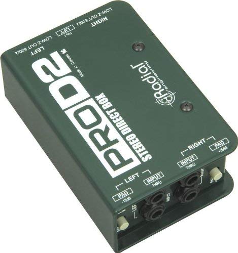 Radial ProD2 Passive 2 Channel Instrument Direct Box Passive Stereo DI with Isolation Transformer, 15dB Pad and Lift Switch with Senor Microphone Cable and Instrument Cable - Thumbnail 4