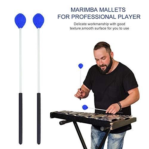 Marimba Mallets, Blue Sturdy Mushroom-Shaped Yarn Head Keyboard Musical Instruments Accessory Percussion Mallets with Fiberglass Handles for Beginners Marimba Playing - Thumbnail 3