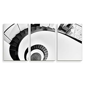 Wall26-3 Panel Canvas Wall Art- Black and White Modern Construction -Giclee Painting Wall Bedroom Living Room Home Decoration - 16"x24" x 3 Panels