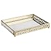 Walfront Brass Mirrored Ornate Decorative Tray Brass Tone Clear Glass Metal Decorative Tray Display Jewelry Tray Organizer