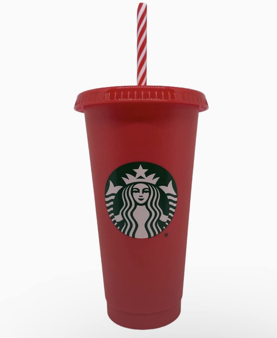STARBUCKS Christmas Siren Logo Reusable Plastic Red Cold Cup 24 Fl Oz Festive Holidays