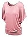 LL WT742 Womens Boat Neck Short Sleeve Dolman Drape Top XXXXL PINK