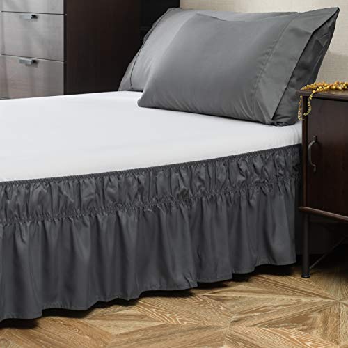 AYASW Bed Skirt 14 Inch Drop Dust Ruffle Three Fabric Sides Wrap Around (Queen or King  Gray) Brushe - //medicalbooks.filipinodoctors.org