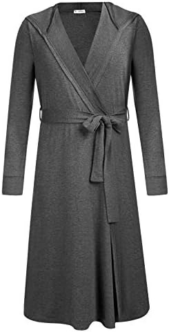 AMONIDA Men Cotton Hooded Robe Knee Length Lightweight Spa Bathrobe
