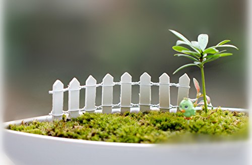 Funnylive 10 Pcs;Outdoor Garden Fantasy Small Wooden Fence Flexible DIY Decorated Short Wooden Picket Fence for Miniature Garden Decoration - Thumbnail 2