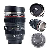 Camera Lens Coffee Mug/Cup With Lid,Photo Coffee Mugs Stainless Steel Travel Lens Mug Thermos TMANGO
