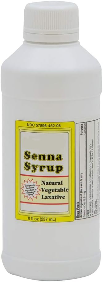 24 Bottles of Senna Syrup. Natural Vegetable Laxative with 8.8 mg Strength Sennosides. 8 oz. per Bottle. Fast-Acting.