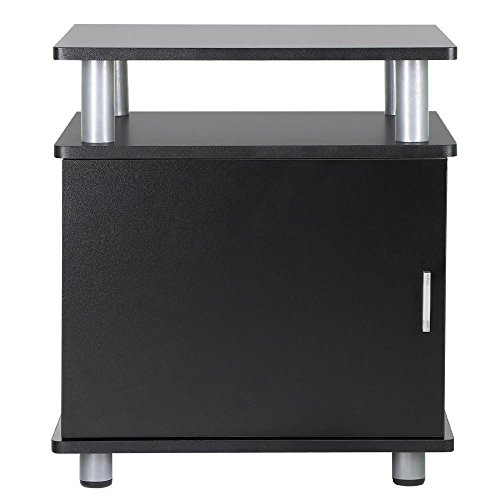go2buy Set of 2 Black Wood Bedroom Nightstands End Tables with Storage Bedside Cabinet with Door and Shelf