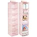 mDesign Fabric Hanging Organizer - Over Closet Rod Storage with 6 Shelves for Baby Nursery Bedroom Organization - Hold Clothes, Linens, Toys, Accessories - 2 Pack, Pink/White Polka Dot