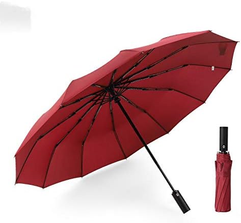 JUNDY Compact Umbrella Windproof Travel Folding Umbrella, Portable Umbrella Men's Ladies Automatic umbrella twelve bones windproof colour1 105cm